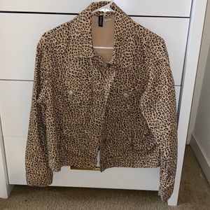 Cheetah Print (Tan & Black) Jean Denim Jacket, Divided by H&M, Medium